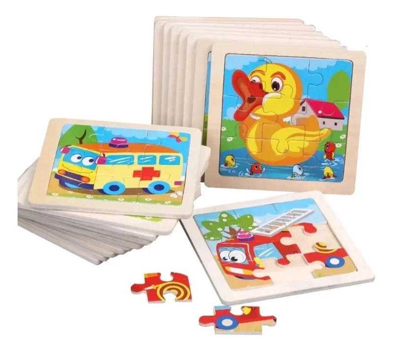 ROMPECABEZAS DE MADERA PARA NIÑOS PACK 10 PUZZLES - 1