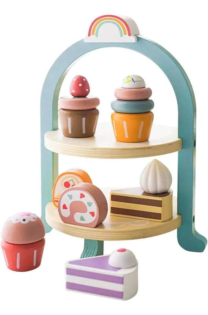 JUEGO DE POSTRES DULCES CUPCAKES DE MADERA PARA NIÑOS - 1