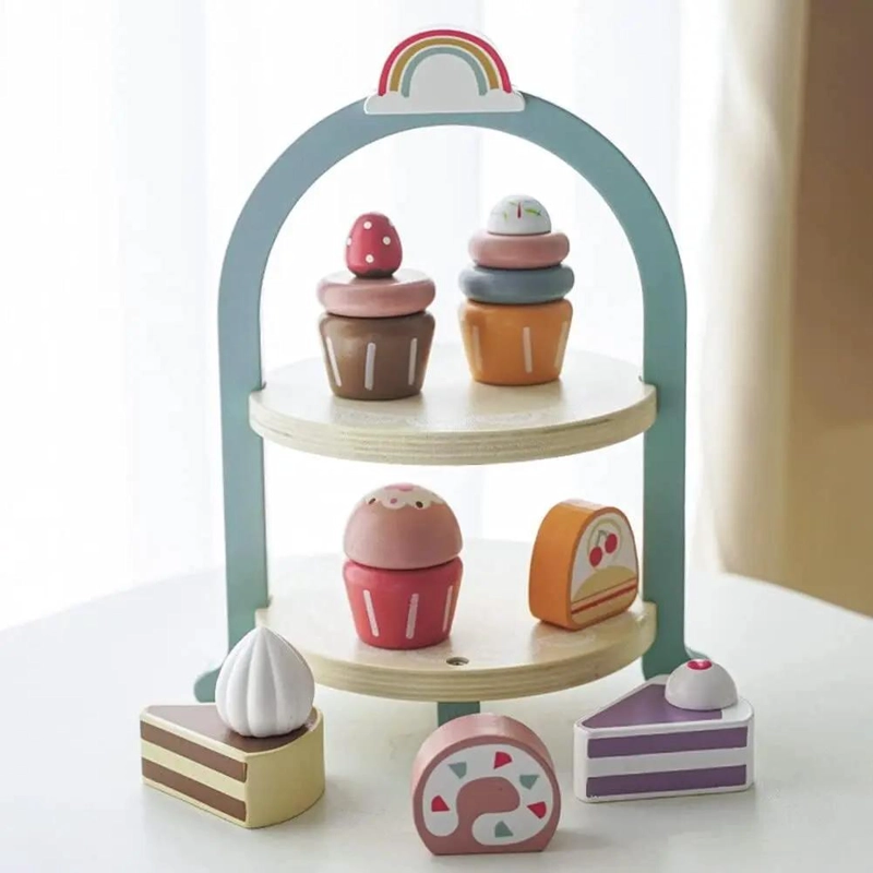 JUEGO DE POSTRES DULCES CUPCAKES DE MADERA PARA NIÑOS - 2