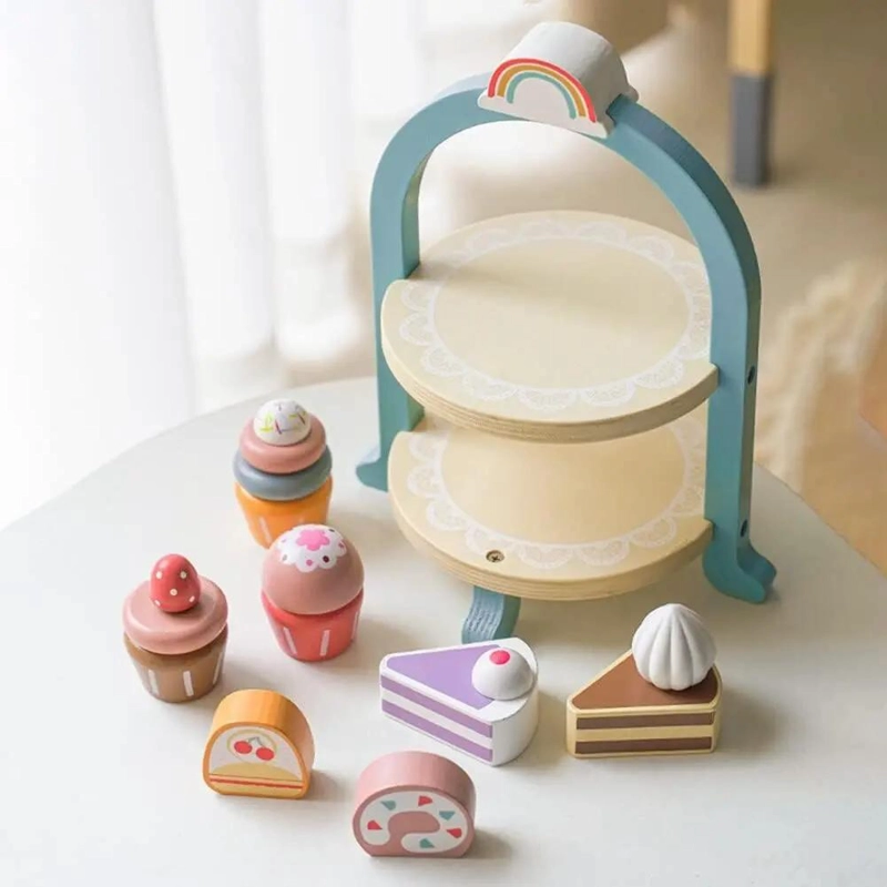 JUEGO DE POSTRES DULCES CUPCAKES DE MADERA PARA NIÑOS - 4