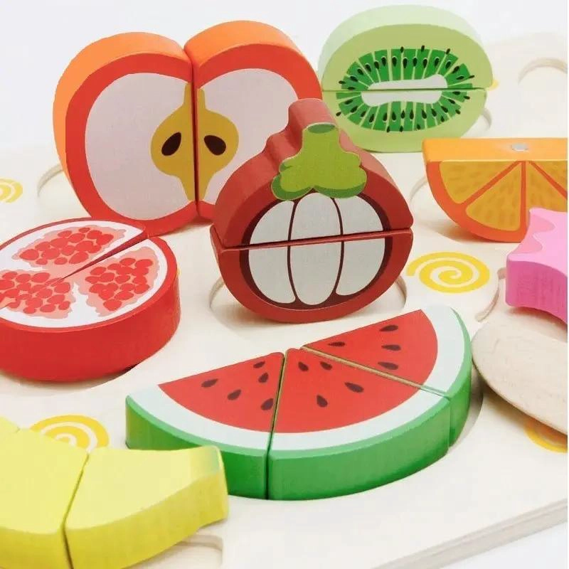 JUEGO DE PUZZLES DE MADERA CORTA FRUTAS CON VELCRO 10 PZS - 3