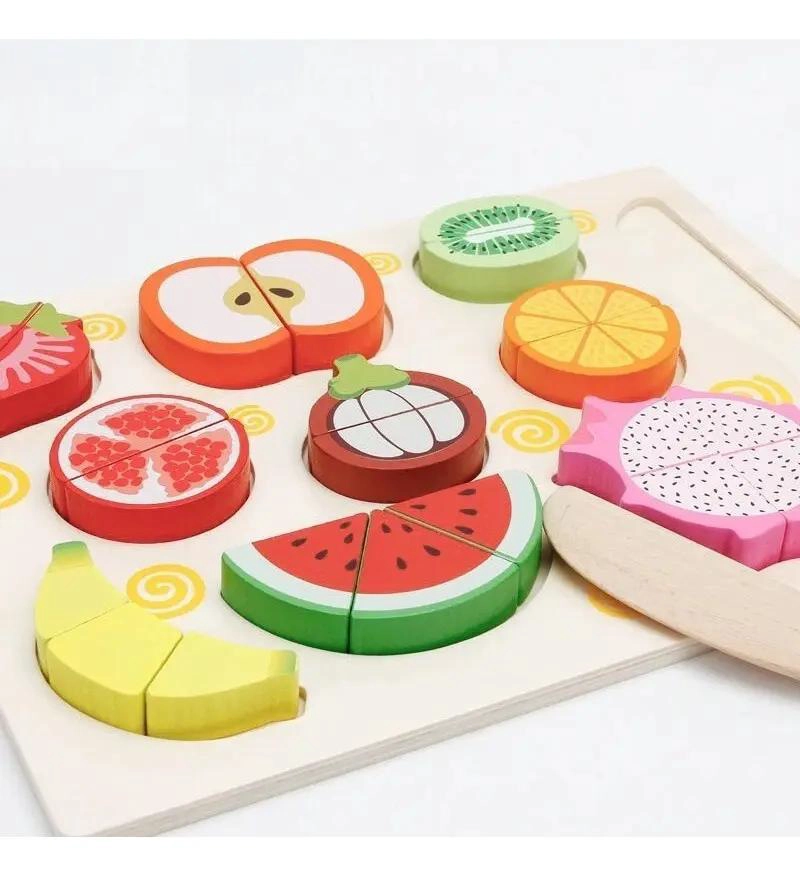 JUEGO DE PUZZLES DE MADERA CORTA FRUTAS CON VELCRO 10 PZS - 4