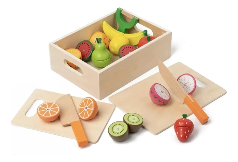 SET DE CORTA FRUTAS Y VERDURAS DE MADERA CON IMAN 25 PIEZ - 2