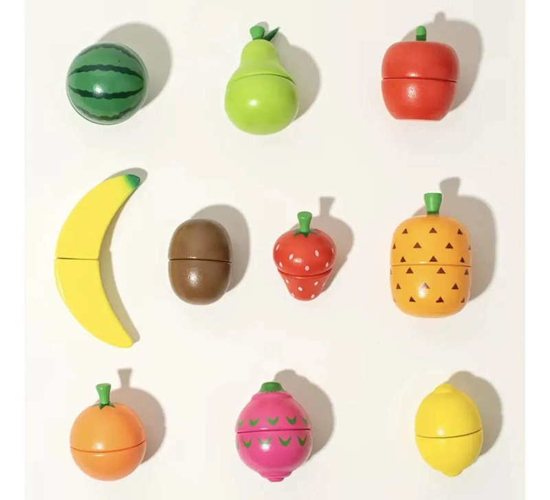 SET DE CORTA FRUTAS Y VERDURAS DE MADERA CON IMAN 25 PIEZ - 3