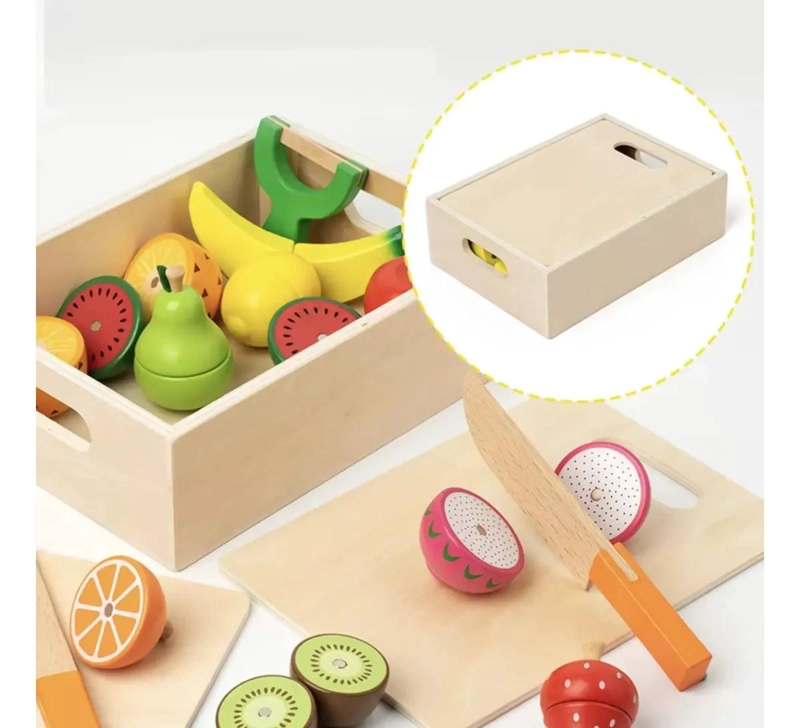 SET DE CORTA FRUTAS Y VERDURAS DE MADERA CON IMAN 25 PIEZ - 4