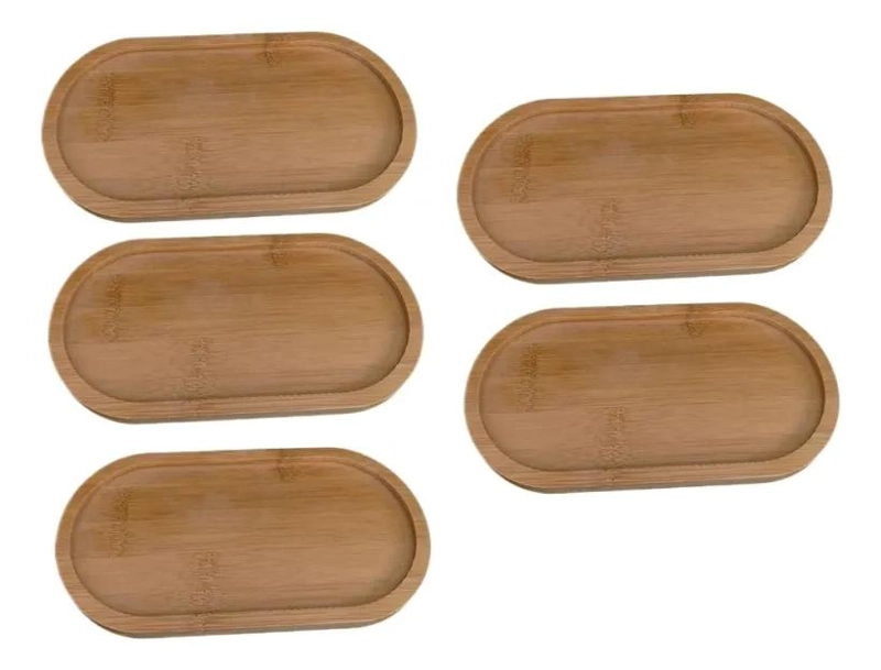 SET DE 5 BANDEJAS DE BAMBU PARA SERVIR 20X10 CM - 1