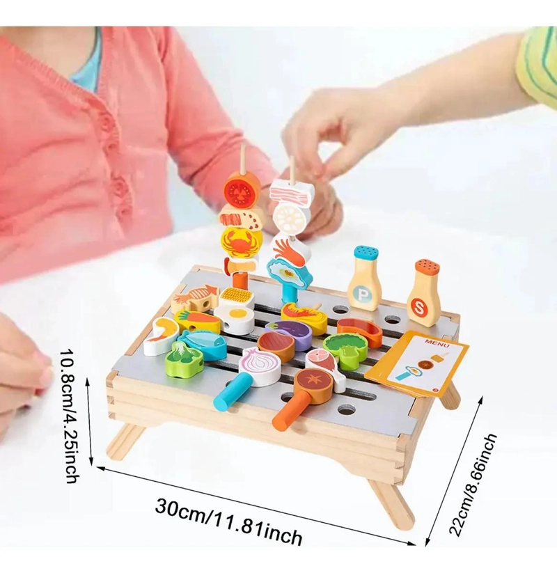JUEGO DIDACTICO DE PARRILLA DE BBQ EN MADERA PARA NIÑOS - 4