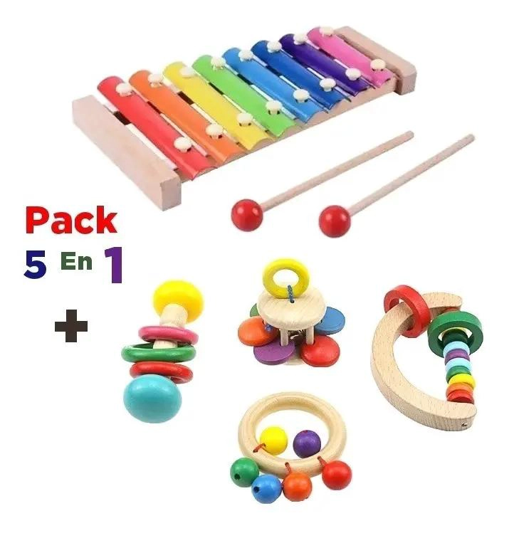 SET DE 5 JUGUETES DIDACTICOS DE MADERA PARA BEBE - 2