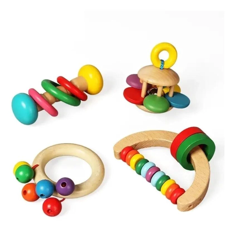 SET DE 5 JUGUETES DIDACTICOS DE MADERA PARA BEBE - 3