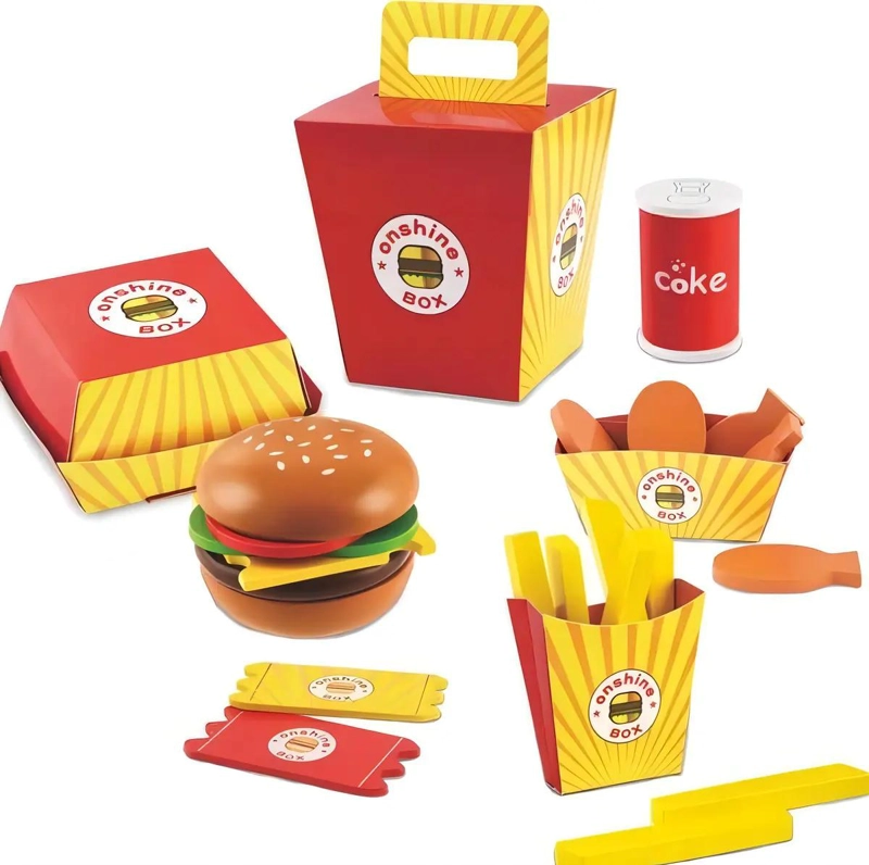JUGUETE DIDACTICO DE MADERA COMIDA RAPIDA 26 PIEZAS - 1