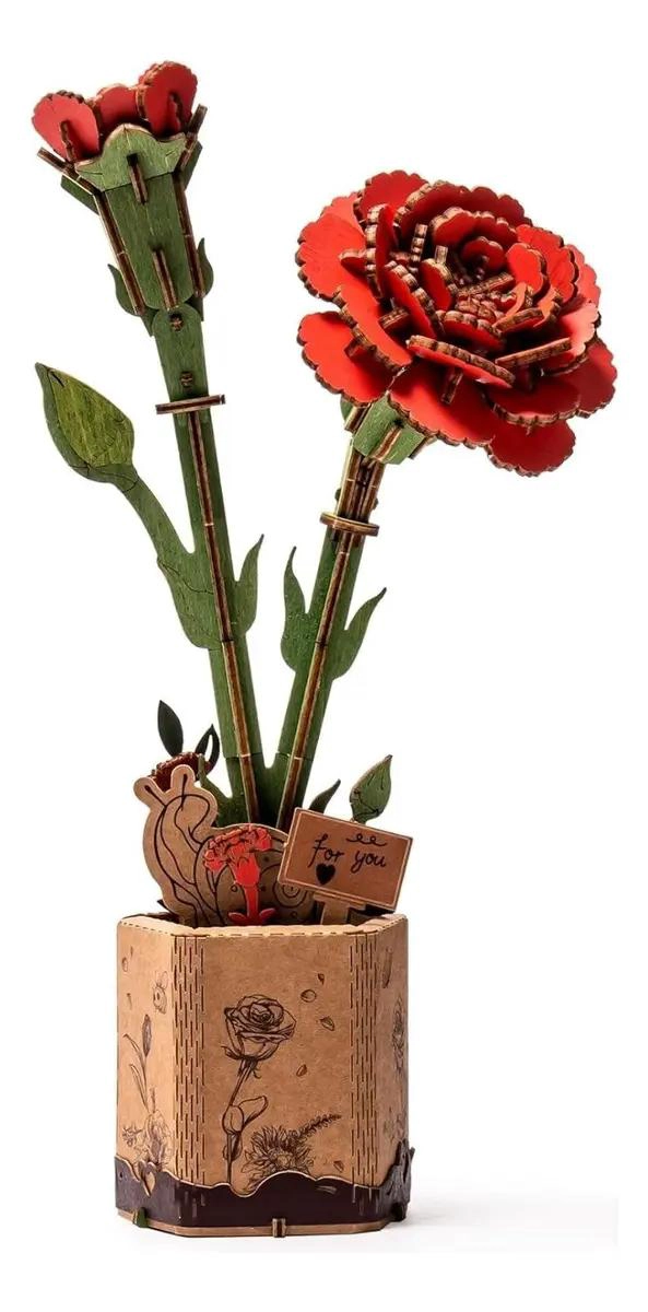 PUZZLE 3D CLAVEL ROJO DE MADERA 124 PIEZAS - 1