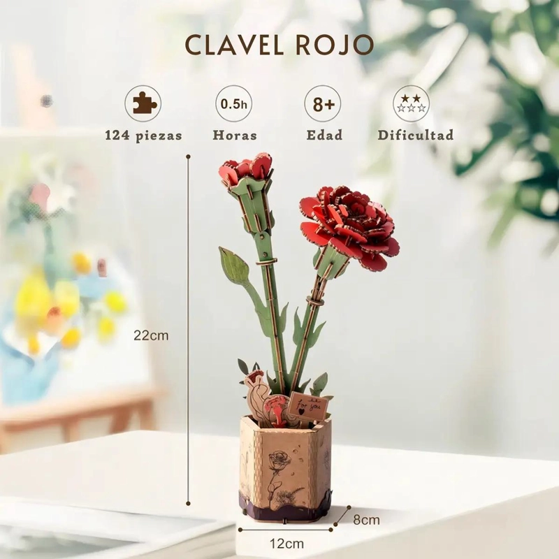 PUZZLE 3D CLAVEL ROJO DE MADERA 124 PIEZAS - 5