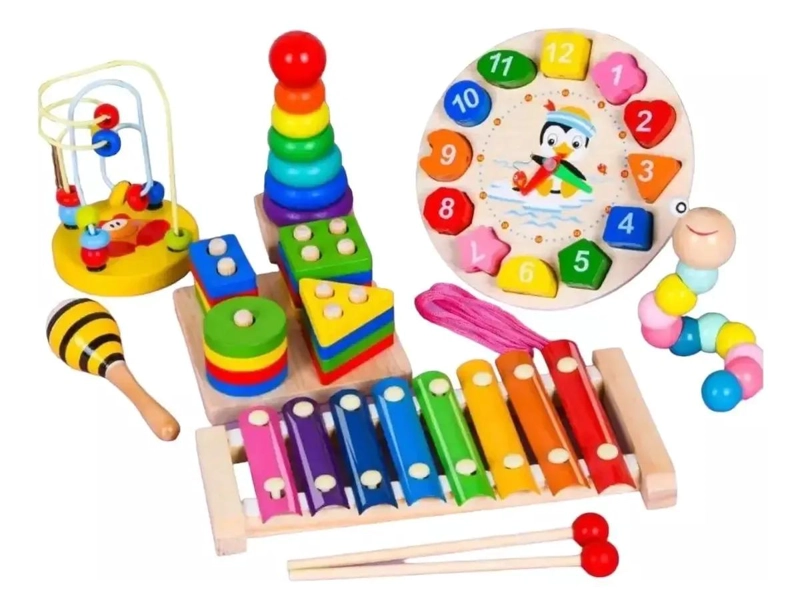 PACK 6 JUGUETES DIDACTICOS DE MADERA PARA NIÑOS - 1