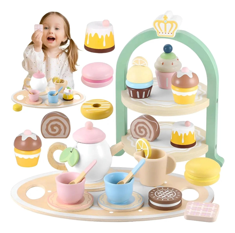 MALETA DE JUGUETE CON SET DE TE  Y POSTRES PARA NIÑAS - 1