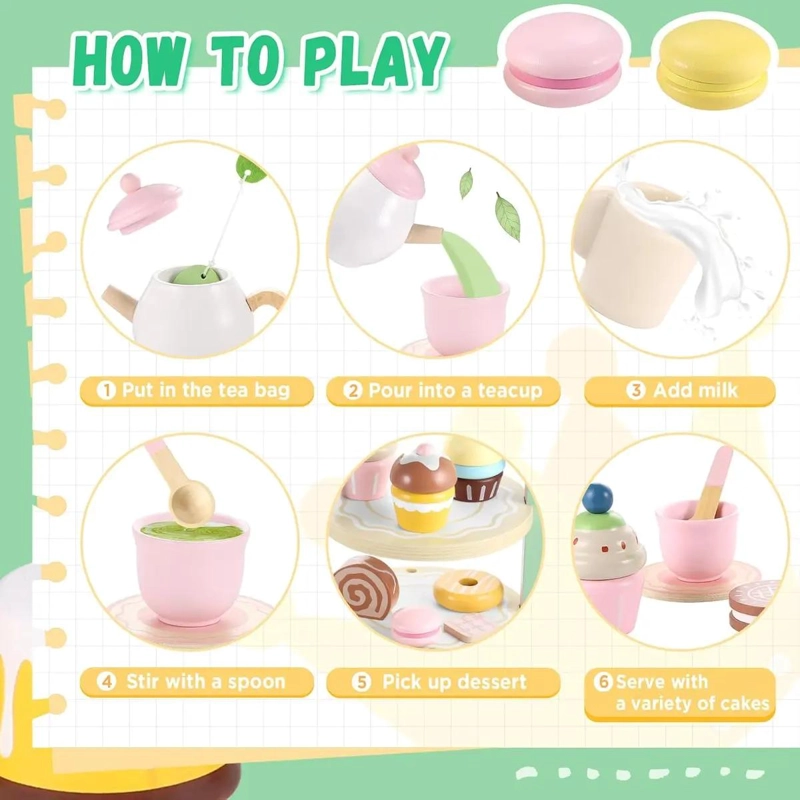 MALETA DE JUGUETE CON SET DE TE  Y POSTRES PARA NIÑAS - 5