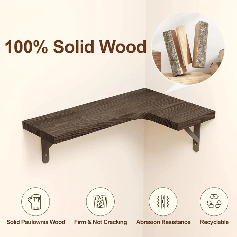 REPISAS ESQUINERAS FLOTANTES DE MADERA MODERNAS X4 - 3