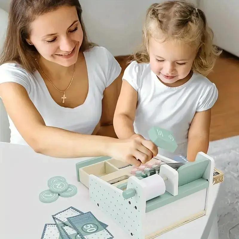 CAJA REGISTRADORA DIDACTICA DE MADERA PARA NIÑOS - 2