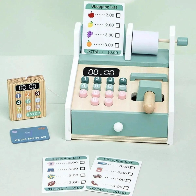 CAJA REGISTRADORA DIDACTICA DE MADERA PARA NIÑOS - 3