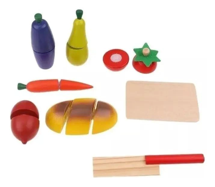 PACK 2 COCINA JUGUETE DE MADERA CON FRUTAS Y VEGETALES - 5