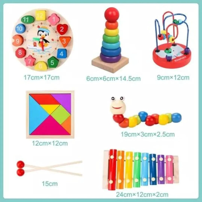 PACK 6 JUGUETES DIDACTICOS DE MADERA MONTESSORI - 1