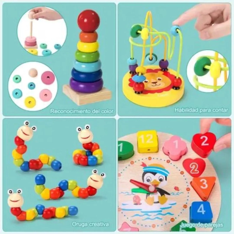 PACK 6 JUGUETES DIDACTICOS DE MADERA MONTESSORI - 2