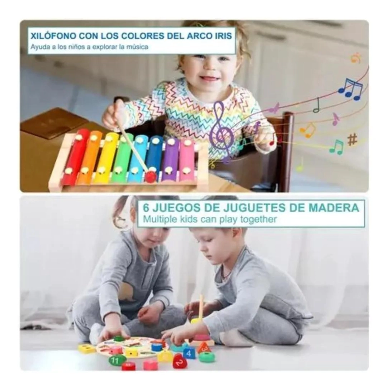 PACK 6 JUGUETES DIDACTICOS DE MADERA MONTESSORI - 4