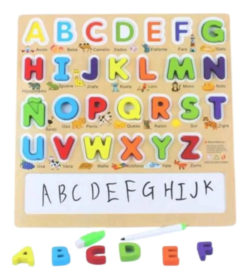 LETRAS DE MADERA CON PIZARRA PARA ENCAJE EDUCATIVO - 2
