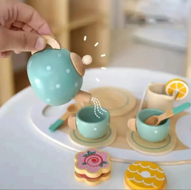 JUEGO DE TAZAS DE TE  DE MADERA PARA NIÑOS - 2