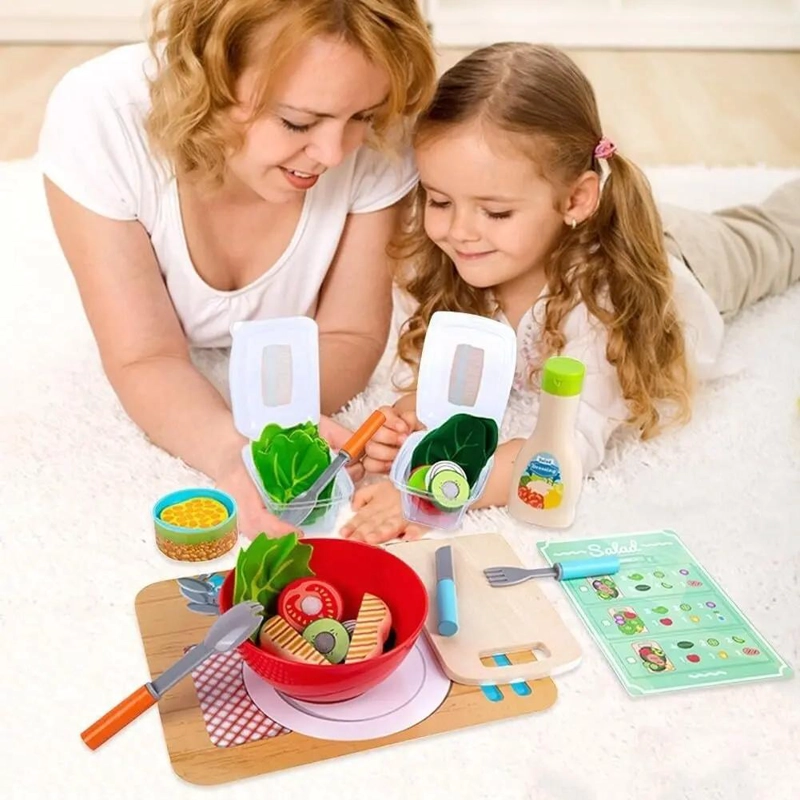 JUEGO DIDACTICO DE MADERA PARA CORTAR FRUTAS Y ENSALADAS - 2