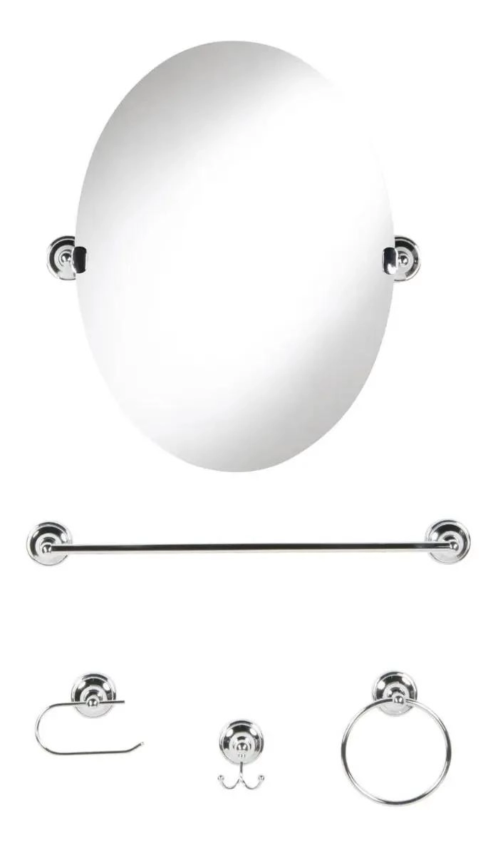 KIT DE ACCESORIOS MURALES CON ESPEJO SATINADO 5 PIEZAS - 3