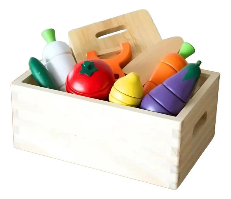 JUEGO DIDACTICO DE MADERA PARA CORTAR VEGETALES Y FRUTAS - 2