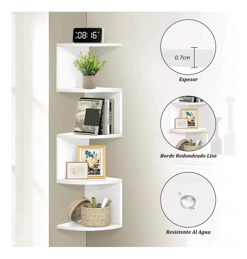ESQUINERO FLOTANTE DE PARED 5 NIVELES BLANCO - 3