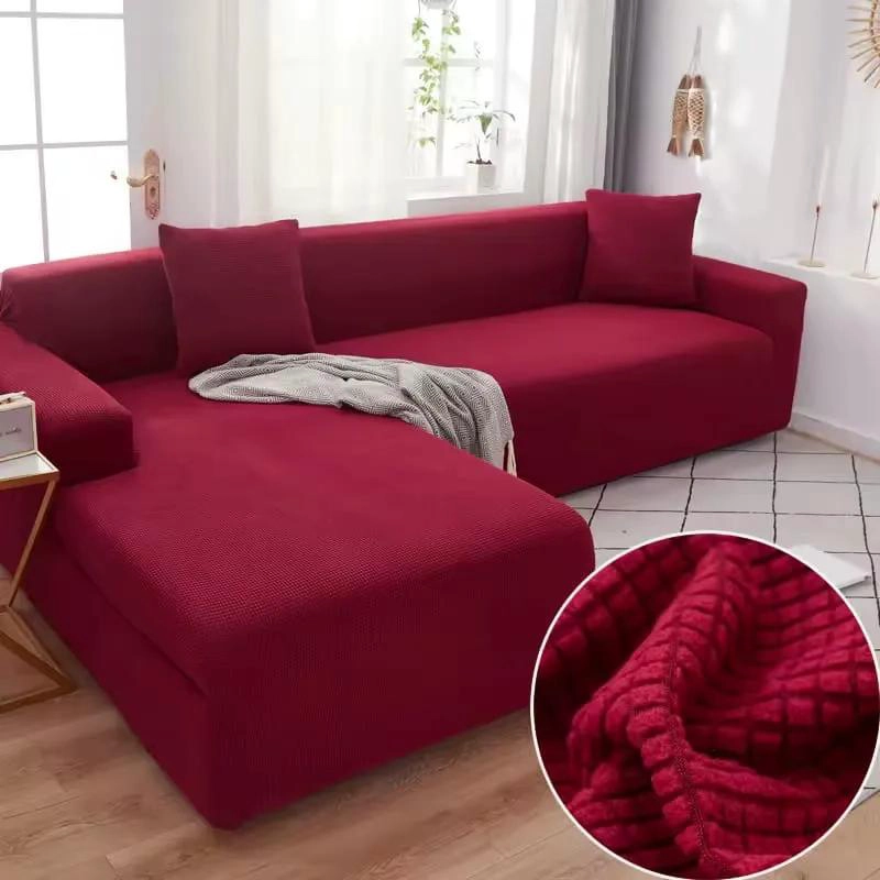 CUBRE SOFA EN L TEXTURIZADO PARA SILLONES 3+3 CON 2 FUNDE - 2