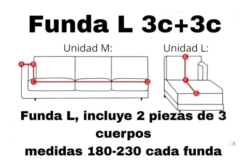 CUBRE SOFA EN L TEXTURIZADO PARA SILLONES 3+3 CON 2 FUNDE - 3