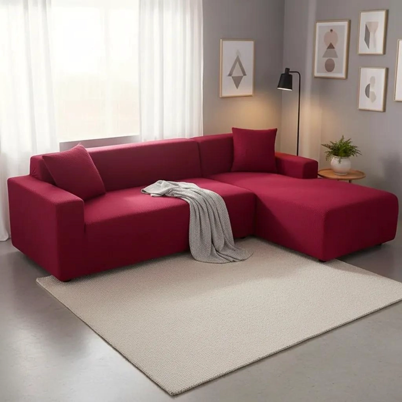 CUBRE SOFA EN L TEXTURIZADO PARA SILLONES 3+3 CON 2 FUNDE - 4