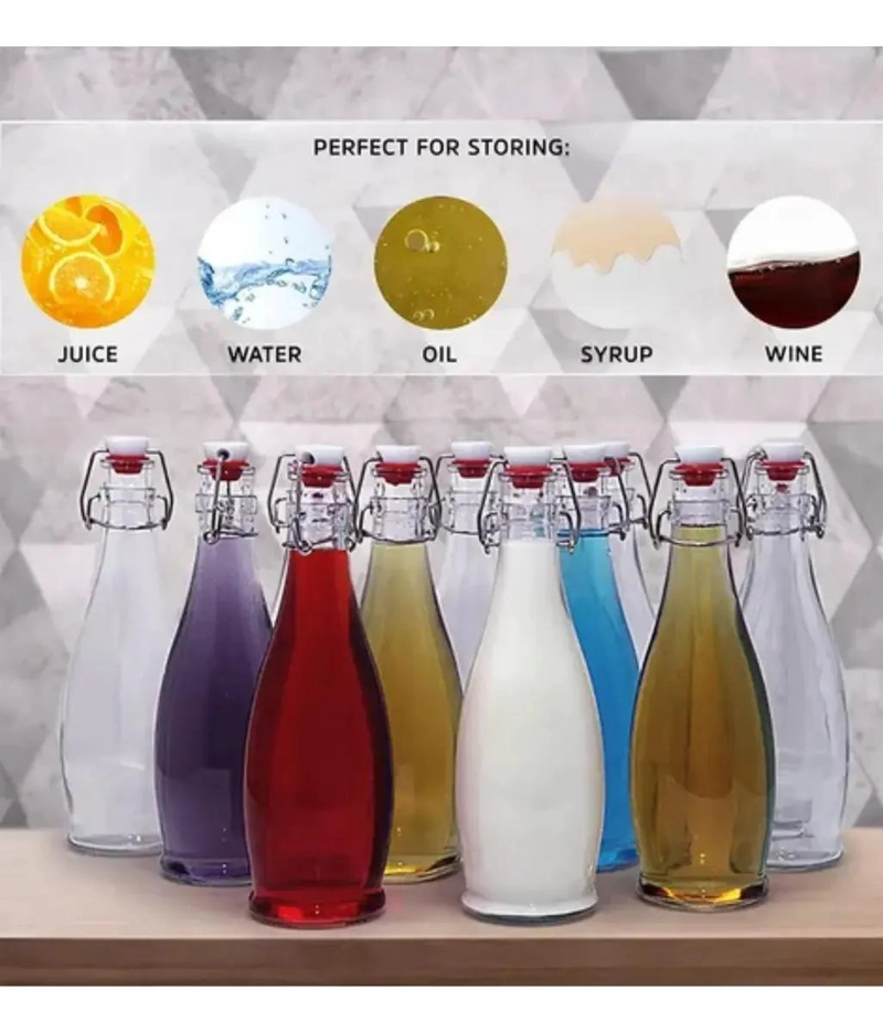 SET 6 BOTELLAS VIDRIO 1000ML CON TAPA SWING TOP - 5