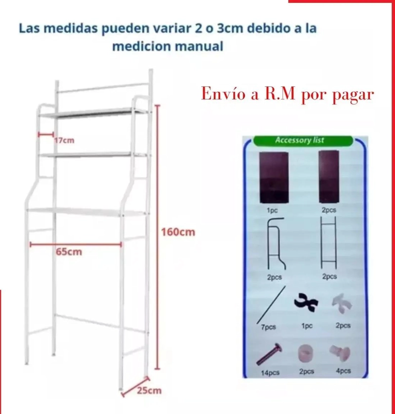 ESTANTE ORGANIZADOR DE METAL 3 NIVELES PARA BAÑO Y LAVADO - 3