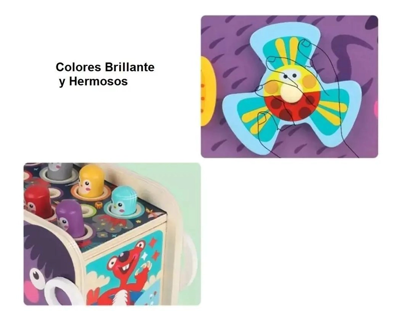 CUBO DE JUEGOS DE MADERA PARA BEBE S Y NIÑOS - 5