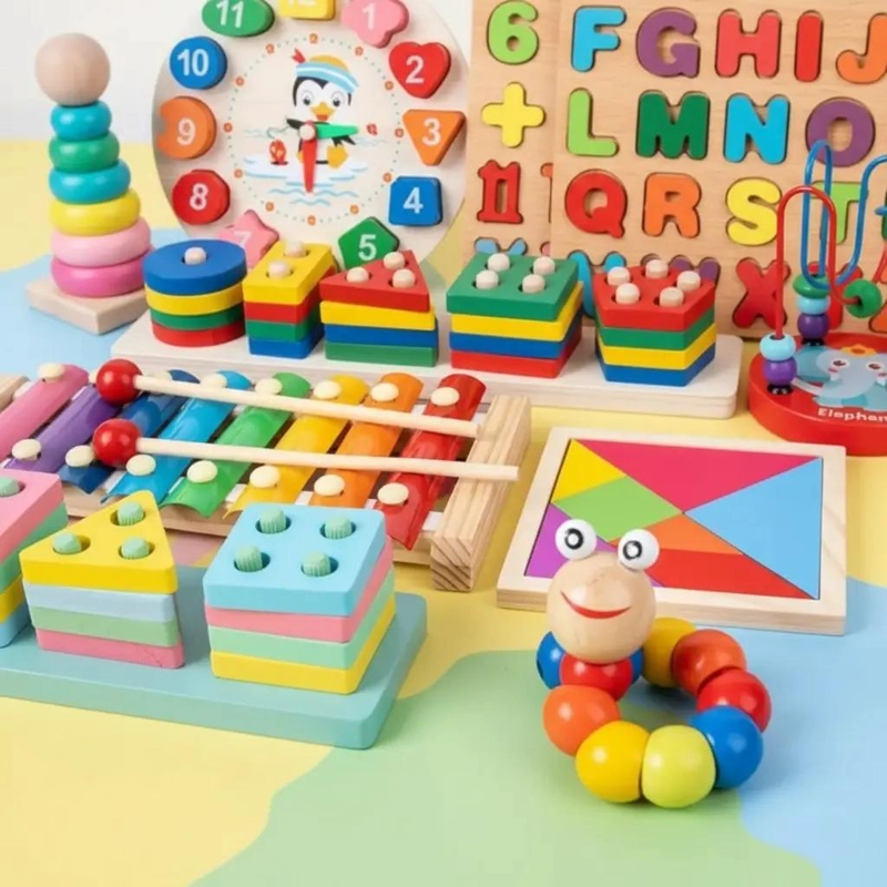 SET 10 JUGUETES DIDACTICOS DE MADERA MONTESSORI PARA NIÑ - 3