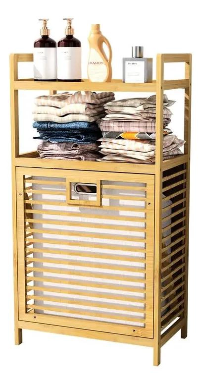 CESTA PARA ROPA SUCIA CON SOPORTE DE BAMBU - 1