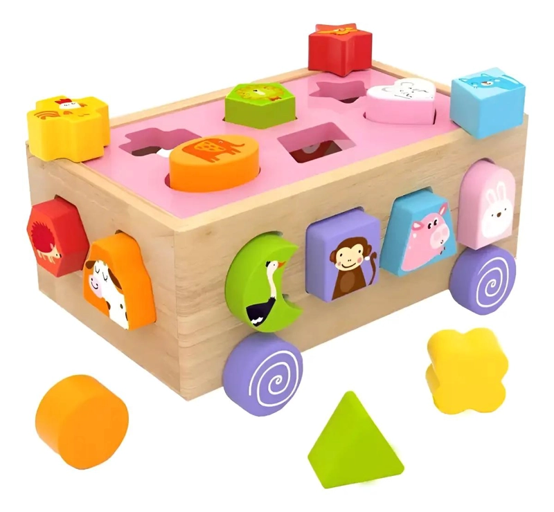 JUEGO DE ARRASTRE Y ENCAJE DE MADERA PARA NIÑOS - 1