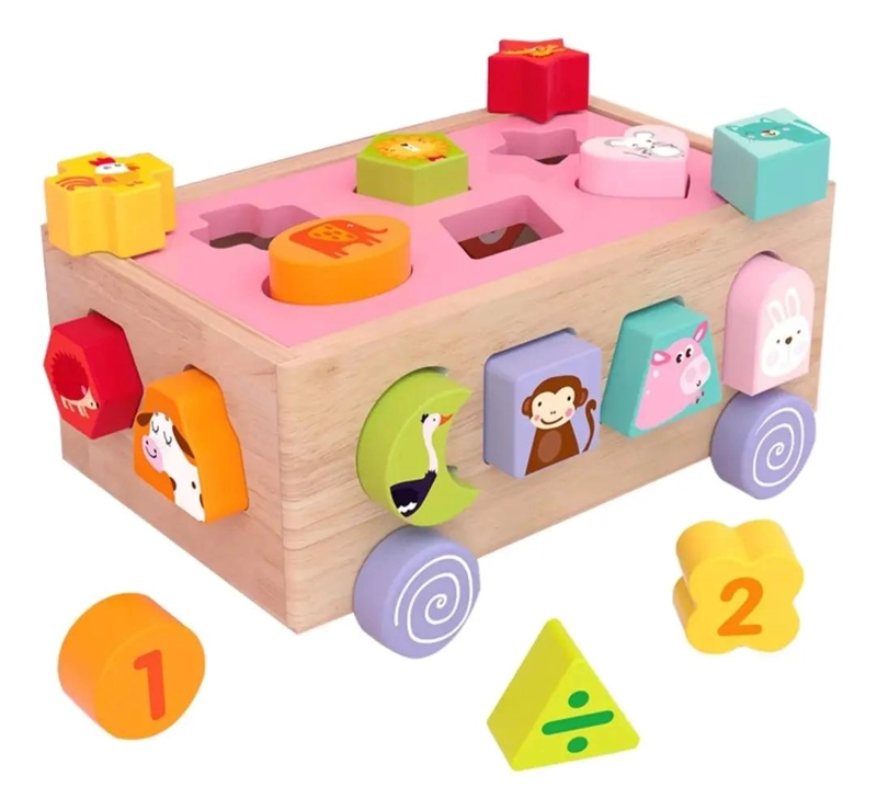 JUEGO DE ARRASTRE Y ENCAJE DE MADERA PARA NIÑOS - 2