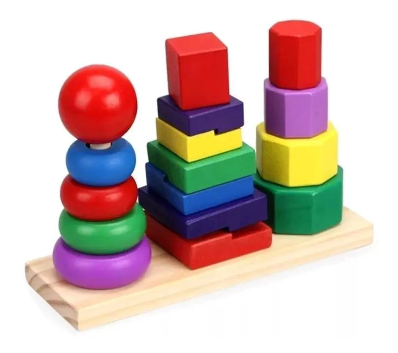 JUEGO DE MADERA TORRE DE ENCAJE Y MOTRICIDAD FINA PACK 4 - 4