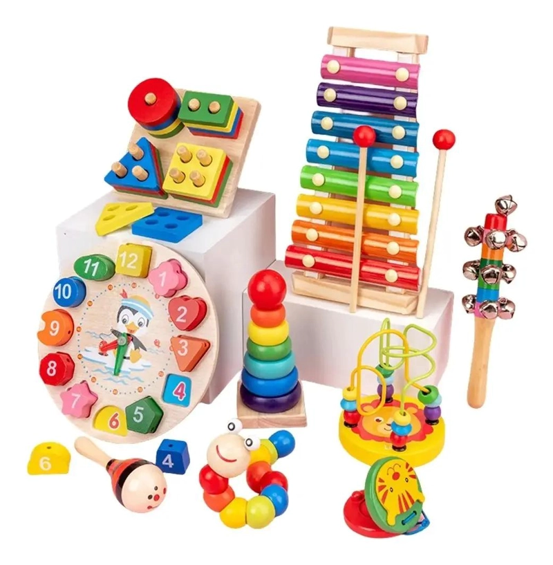 JUGUETES DIDACTICOS DE MADERA PARA BEBE S Y NIÑOS - 1