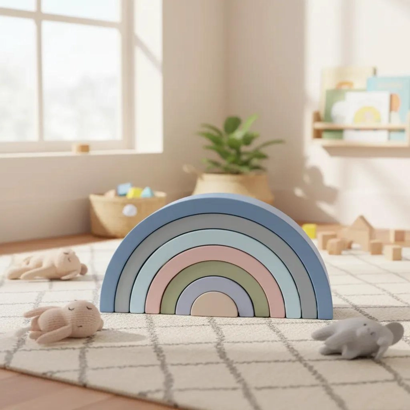 JUGUETE DE MADERA ARCOIRIS MONTESSORI APILABLE - 1