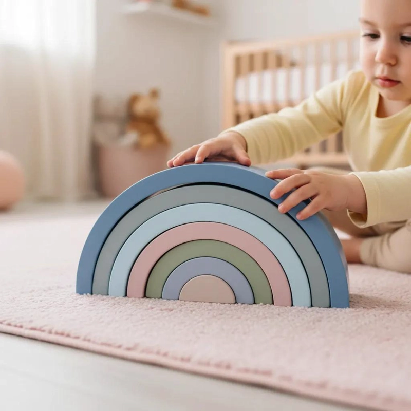 JUGUETE DE MADERA ARCOIRIS MONTESSORI APILABLE - 3