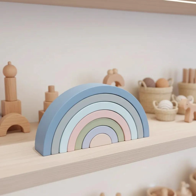 JUGUETE DE MADERA ARCOIRIS MONTESSORI APILABLE - 5