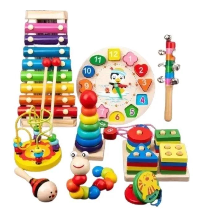 SET DE 10 JUGUETES DIDACTICOS DE MADERA PARA NIÑOS - 1