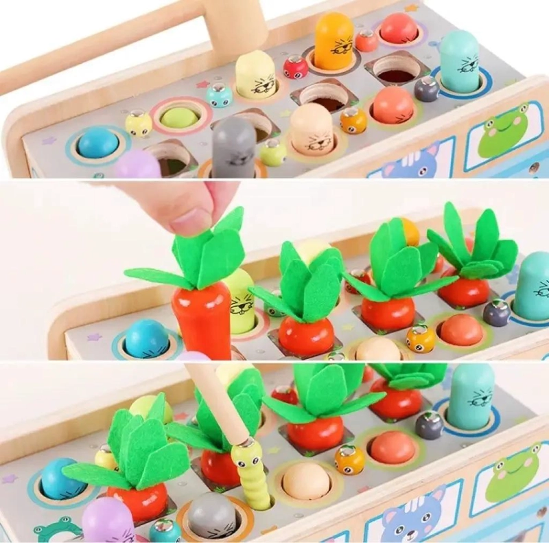 JUGUETE DIDACTICO DE MADERA PARA BEBE S PEGA TOPO - 3