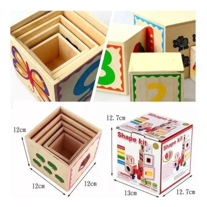 TORRE APILABLE DE 5 CUBOS DE MADERA DIDACTICOS - 3